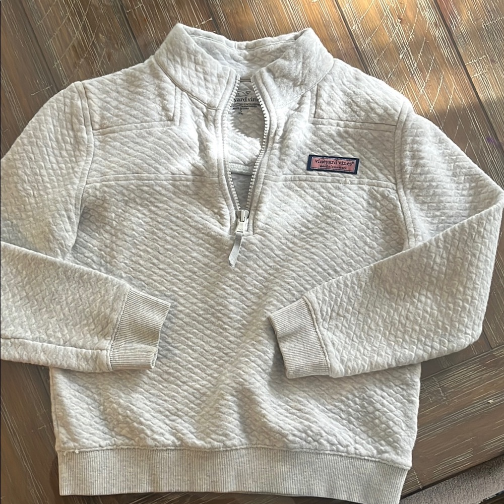Vineyard Vines Cream Quilted Half-Zip Pullover